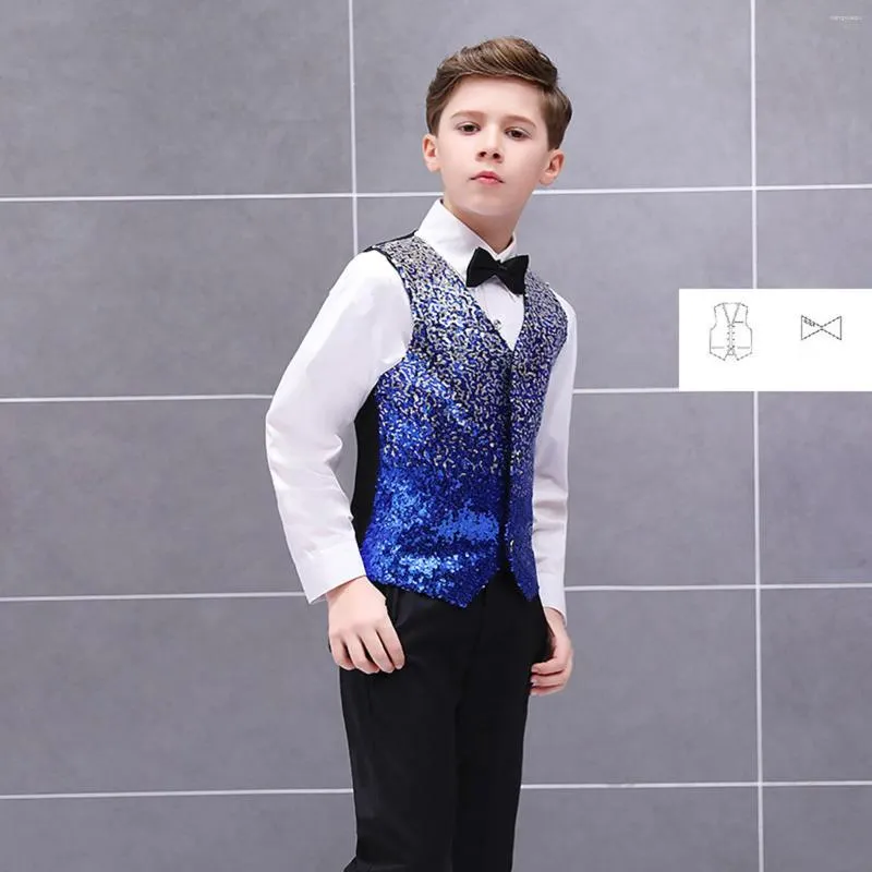 Clothing Sets Kids Boys Sequin Vest Formal Suit Set With Bow Tie For Party 12 Month Shirt Toddler Leggings 4t