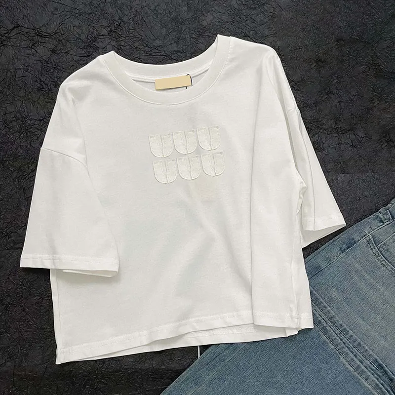 Cropped Women T Shirt Tops Short Sleeve Letters Woman Tees Casual Fashion Round Neck T Shirts
