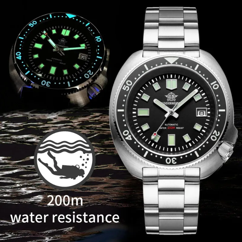 Relojes de pulsera ADDIESDIVE Cristales de zafiro Reloj de acero Hombre Diseño de moda Reloj mecánico automático inoxidable Reloj de buceo resistente a los arañazos 231208