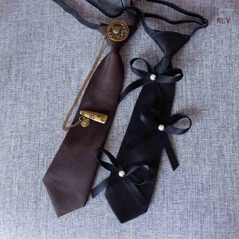Bow Ties Punk Tie Unisexe Uniforme Uniforme Chaîne de longueur de longueur réglable pré-attachée pour look préépy