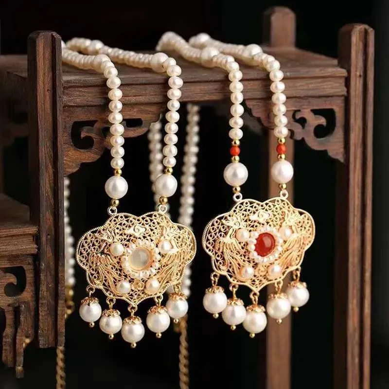 Chaînes de ventre pour enfants, collier de perles Hanfu pour filles, accessoires chinois Vintage de la dynastie Ming, pendentif cadeau pour enfants 231208