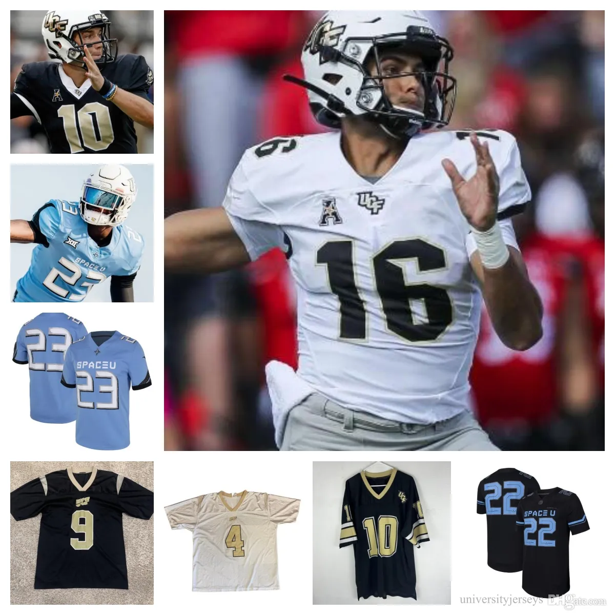 Aangepaste UCF Knights voetbal gestikt Jersey 10 John Rhys Plumlee elke naam elk nummer Heren Dames Jeugd allemaal geroerd 9 McClain 7 RJ Harvey 8 Xavier Williams