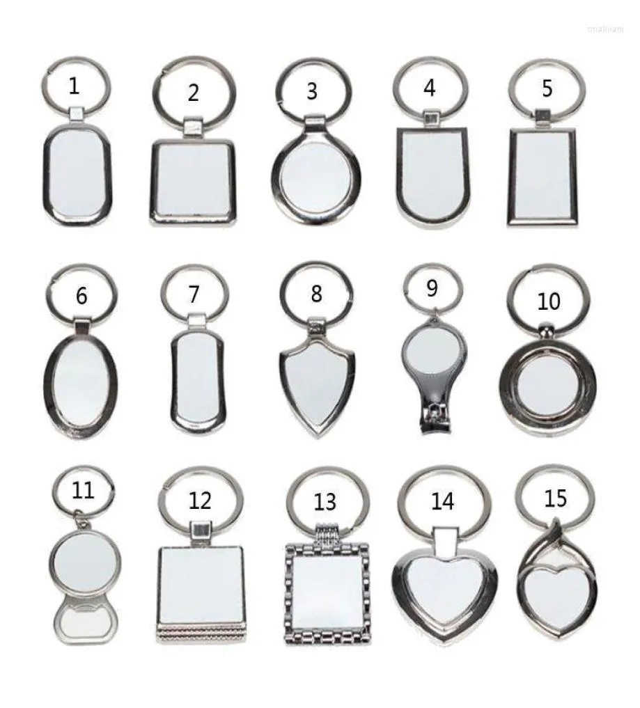 Chaveiros 15 formas sublimação transferência de papel em branco diy metal redondo chaveiro calor imprensa po jóias personalizadas fazendo smal223442165