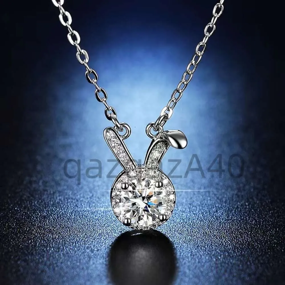 Rabbit Pendant Necklace - Mosan Diamond Bunny Necklace, Luxury Women's ...