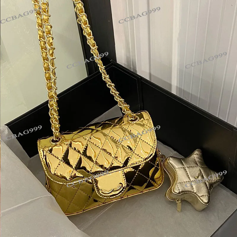 Designer Star Shaped Leather Flap Bag: 19cm Gold/Silver, Crossbody &  Shoulder Handbag With Patent Purse Luxury Evening Bag From Ccbag999, $75.02