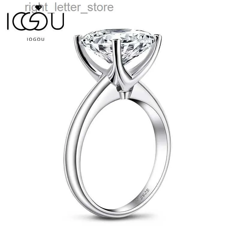 With Side Stones IOGOU Color Moissanite Diamond Solitaire Wedding Rings For Women 925 Sterling Silver Luxury Engagement Jewelry YQ231209