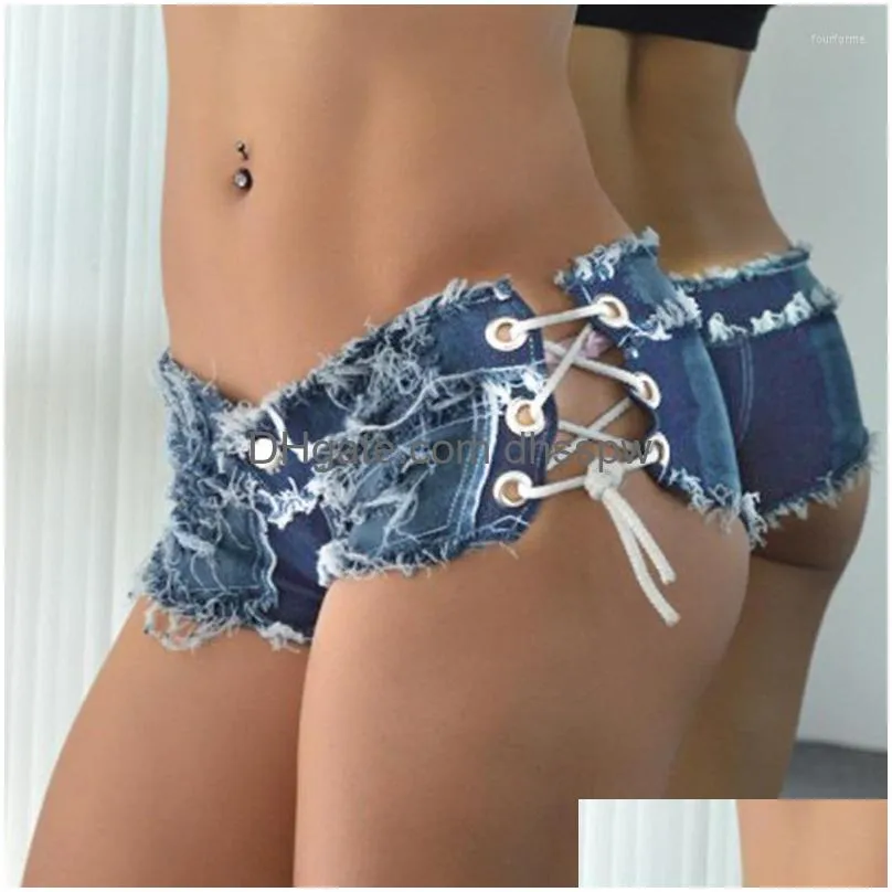 Pantalones cortos para mujer para mujer playa de verano para mujeres vaquero bailando moda femenina sexy cintura baja club nocturno súper botín con cordones pantalones drop d dhmp