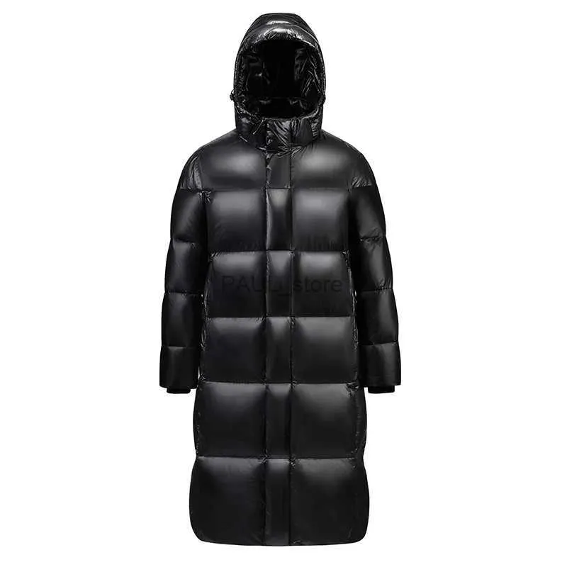 Parkas pour hommes Mode hiver noir longue doudoune hommes à capuche imperméable coupe-vent chaud 90% blanc canard vers le bas manteau hommes pardessus de haute qualité L231209