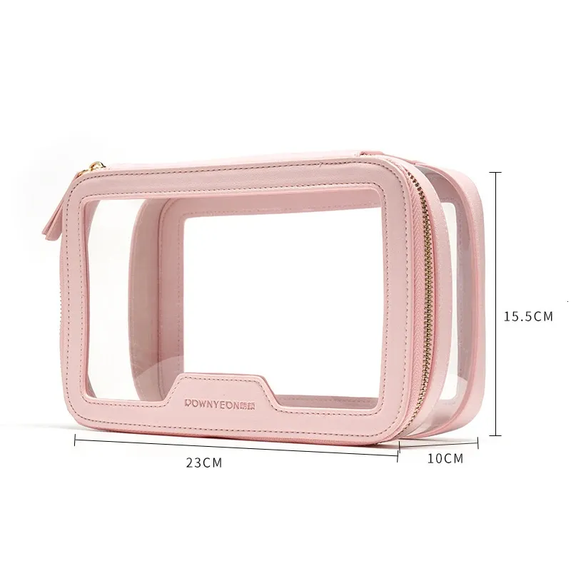 Kosmetiska väskor fall Rownyeon Clear Plastic PVC Makeup Skincare Product Case Bag With Zipper 231208