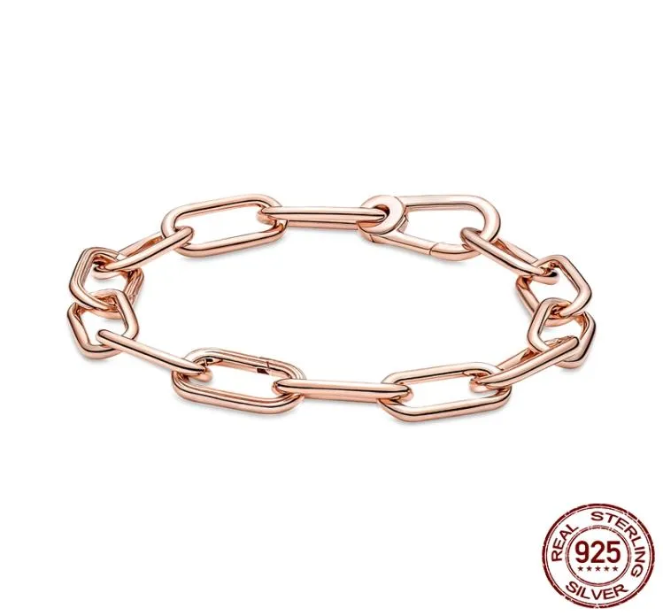 Bracciale con ciondoli in argento 925 Bracciale con perline in vero argento 925 in oro rosa5683908