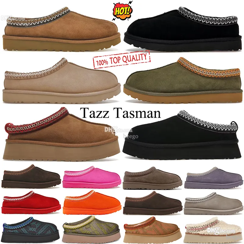 Z projektantem pudełek Tazz Tasman Slippers Slides Classic Women Classic Musztarda Ultra Mini Platform Bot Les Petites Suede Wook Seal Winter Botows Rozmiar 35-44