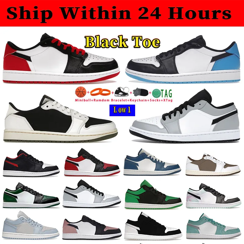 New 1s Women Men Low Basketball Shoes 1 low OG mens sneakers black toe Bred Medium Olive Wolf Grey UNC University Blue Reverse Mocha Fragment man shoe womens trainers