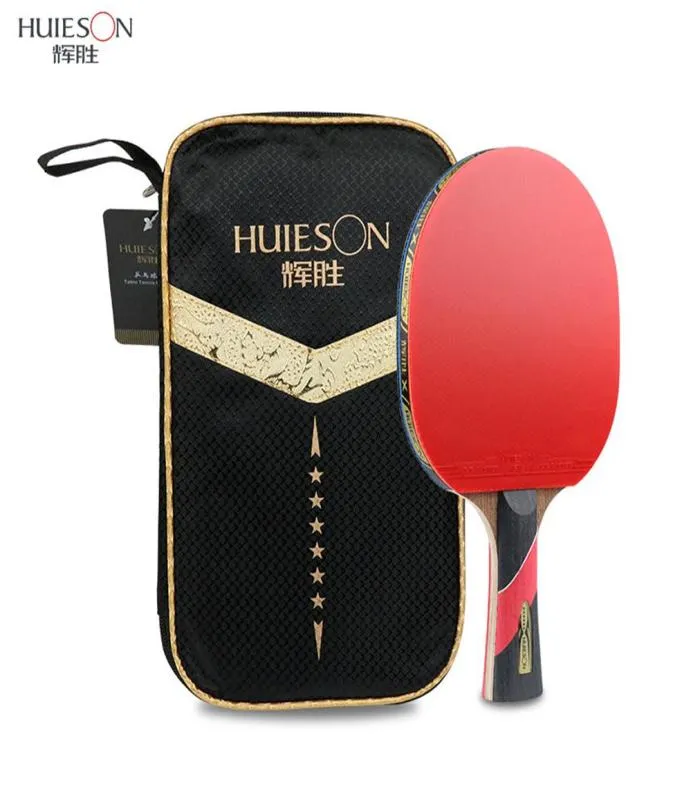 Huieson 6 étoiles raquette de tennis de table wengé bois fibre de carbone lame collante picots en caoutchouc super puissant raquette de ping-pong batte C19897867