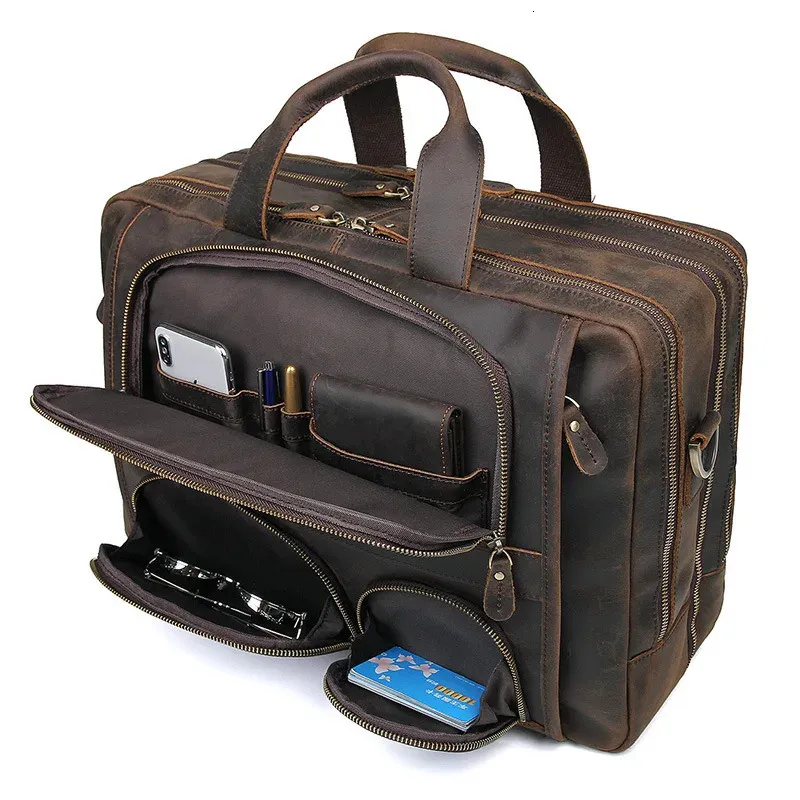 Kolejne kody 173 -calowe teczka laptopa oryginalna skórzana torba podróżna torby torby torebki dla mężczyzn Mężczyzna duża krótka obudowa retro 231208