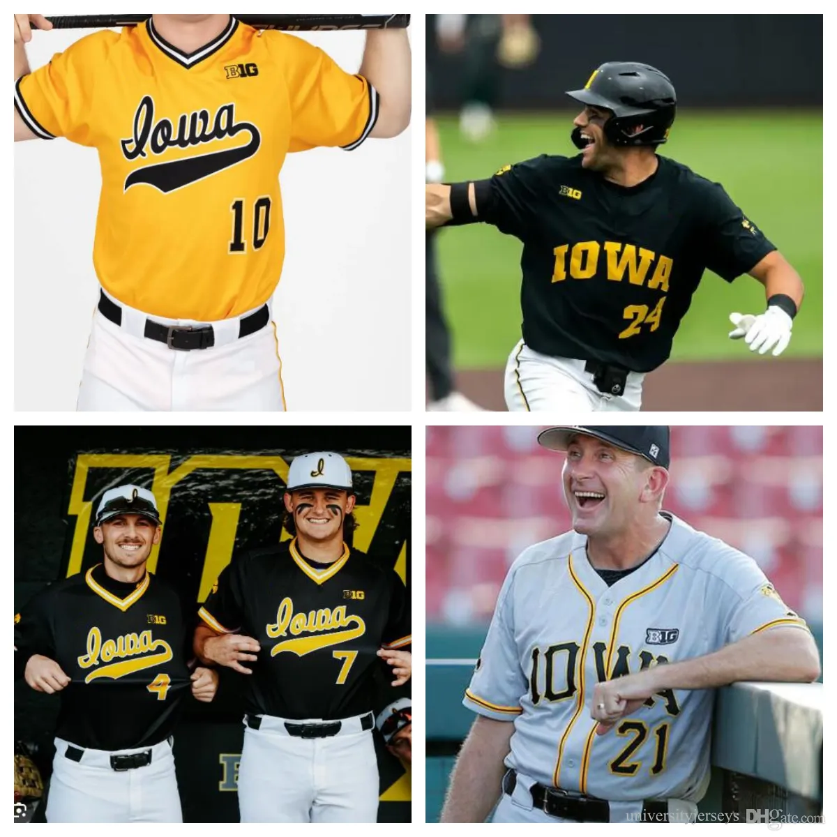 IOWA HAWKEYES COLLEGE 야구 저지 게이블 Max Burt Reece Beece Beuter Zach Voelker Michael Budorick Ryan Brosius Kyle Hylecstorf Sam Petersen