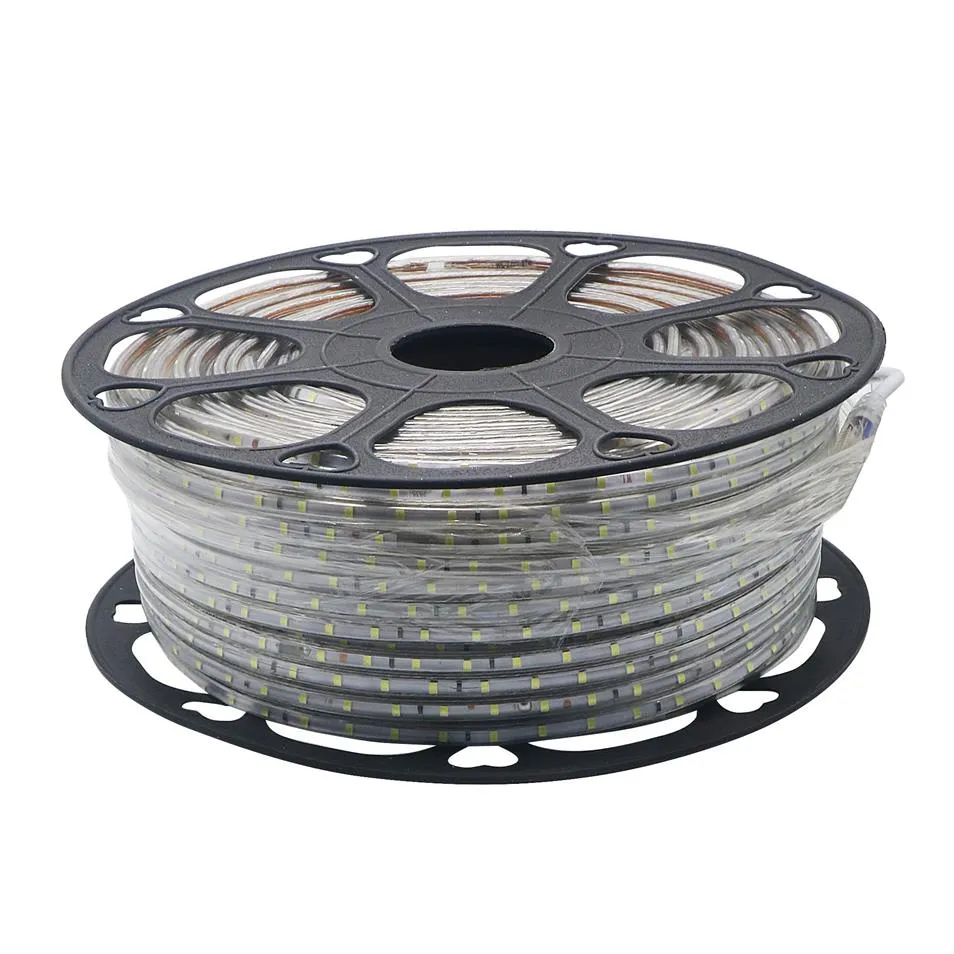 100m roll SMD 2835 LED -strip ljus 220V 60LEDS M TIRAS FLEXIBLE TAPE LIGHTING Vattentät PURE VIT VIT BRIGHER308I