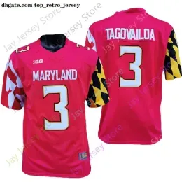 Maryland Terrapins Football Jersey NCAA College Taulia Tagovailoa Red White Size S-3XL All Stitched Youth Men