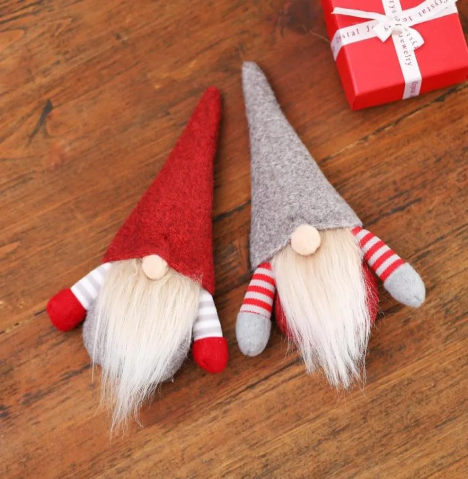 Decoraciones clásicas de navidad suministros de fiesta mini terciopelo gnome muñeco colgante de árboles elfo santa niños regalos de Navidad adornos hechos a mano año3800175