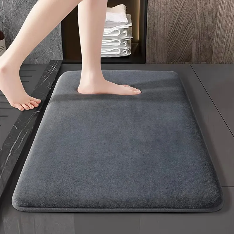 Nouveau Tapis de bain Super absorbant, super antidérapant, en velours de corail, tapis de sol de salle de bain,