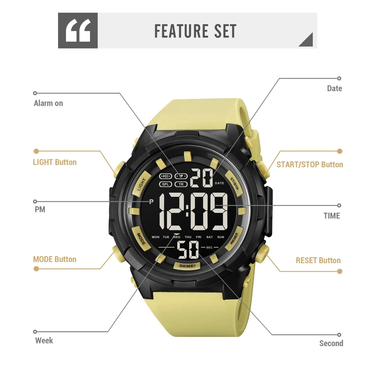 Skmei Military Sports Digital Watch Manner Fuhrte Elektronische Armbanduhren 50 M Wasserdicht Im Freien Alarm Countdown Von 8 93 DHgate