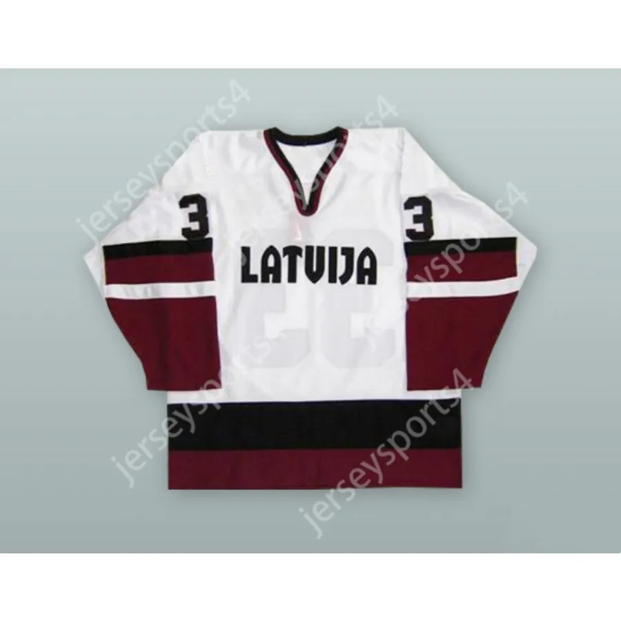 Anpassad 16 Lettland Sergei Zholtok National Team White Hockey Jersey New Top Stitched S-M-L-XL-XXL-3XL-4XL-5XL-6XL