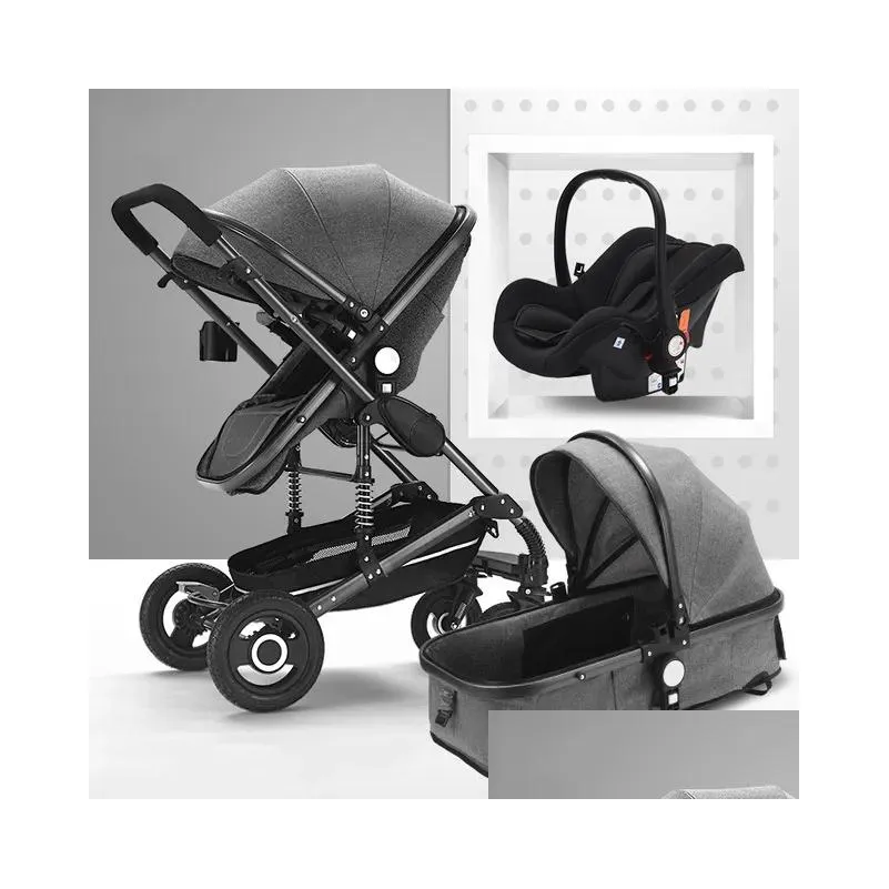 Baby Stroller 3 in 1 Newborn Baby Carriage High Landscape Stroller Four Seasons Cushioning brand soft high-end breathable designer