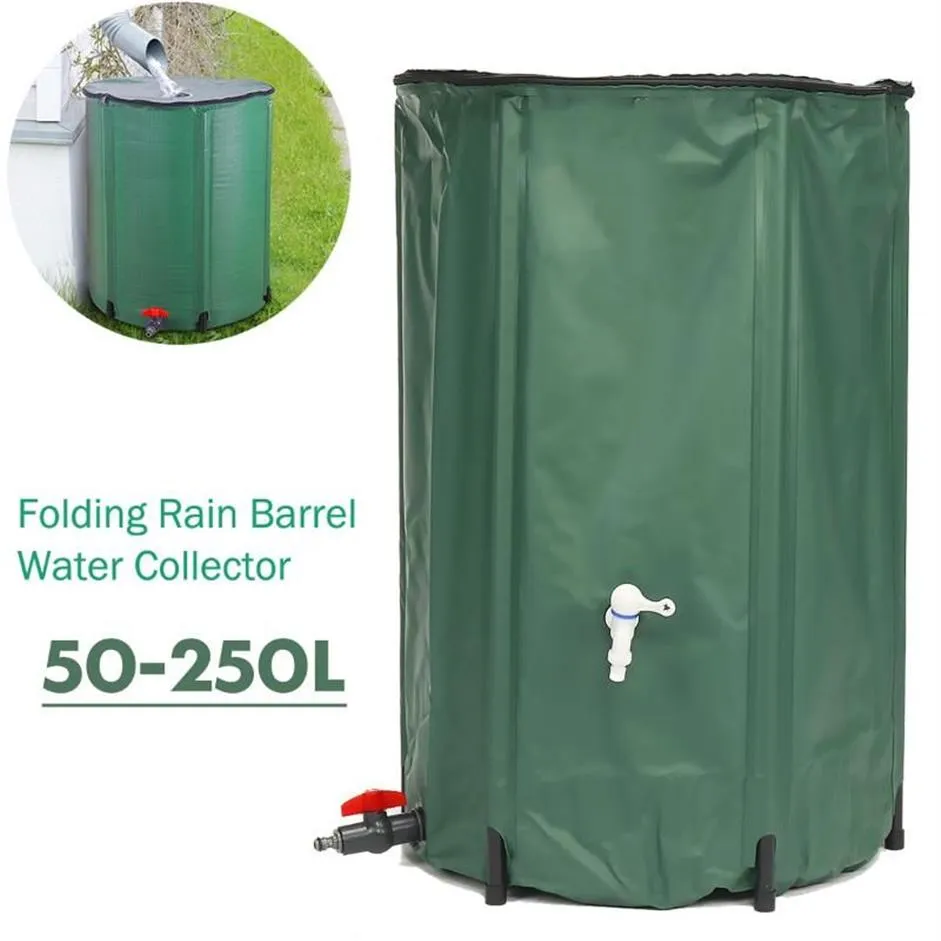 Hydrering Förpackningar 50-250L Rain Barrel Collapsible Rainwater Harvest Water Tank Garden Strong PVC Foldbar Collection Container med 303W