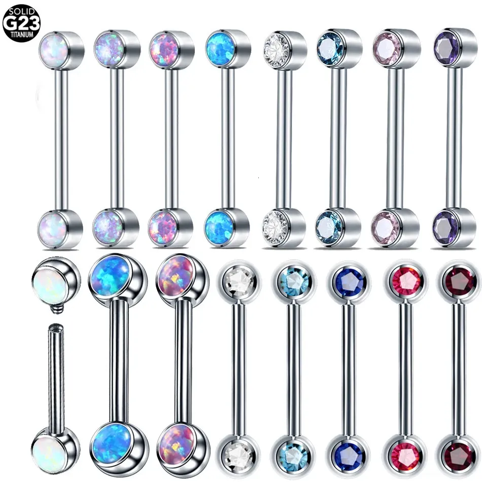 Autres accessoires de mode 10pcslot G23 double boule langue anneau interne fileté mamelon droit haltères tragus hélice oreille cartilage piercings 231208