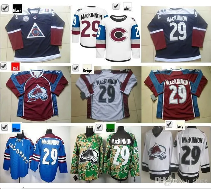 Новинка 2016 года, трикотажные изделия серии Stadium Series Colorado Avalanche № 29, Джерси Натана Маккиннона, стальной синий, красный, белый камуфляж, прошитые майки Маккиннона