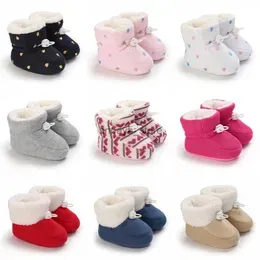 Boots 0-18Months Winter Newborn Baby Cotton Booties Non-Slip Sole Toddler Boys Girls First Walkers Infant Warm Fleece Shoes Snow BootsL231209