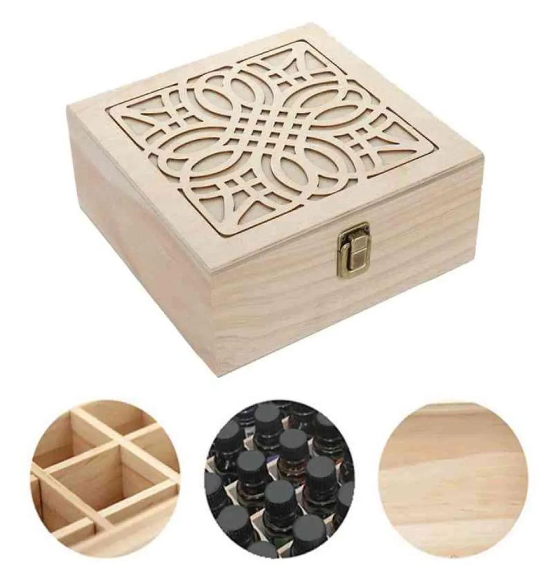 25 Slot Essential Oil Bottle Wood Storage Box Case Display Arrangör Holder Wood Parfym Aromaterapy Container Organiser 2103316714295