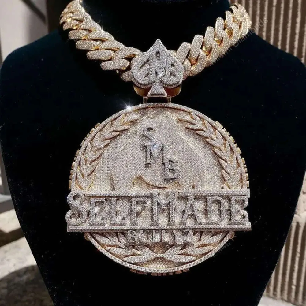 Hip Hop Jewelry Mens Iced Out Custom Letter Pendant Sier VVS Moissanite Diamond Mossanite Chain And Cross Pendant