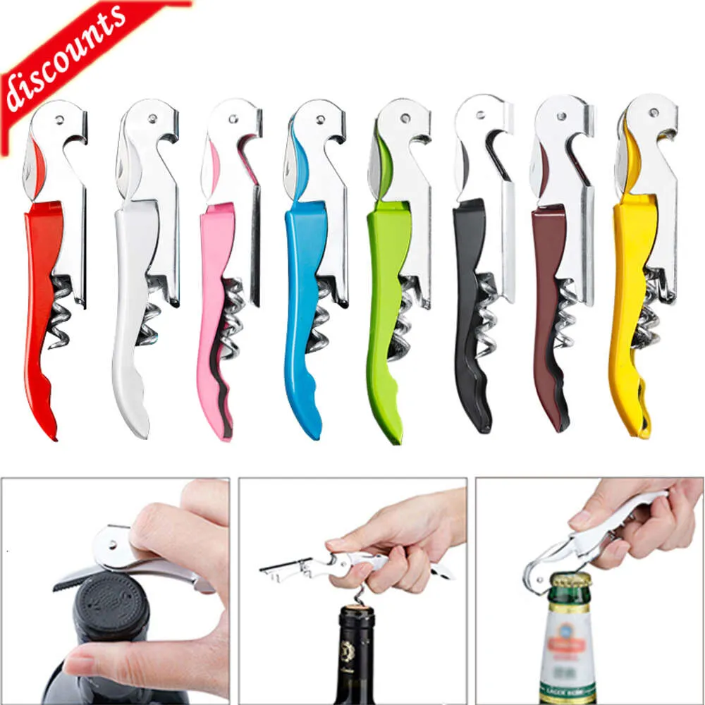 Aggiornamento 100 pz/lotto Multifunzionale 2 in 1 Apribottiglie In Acciaio Inox Vino Tappo A Vite Cavatappi Birra Cap Remover Gadget Da Cucina Bar Accessori