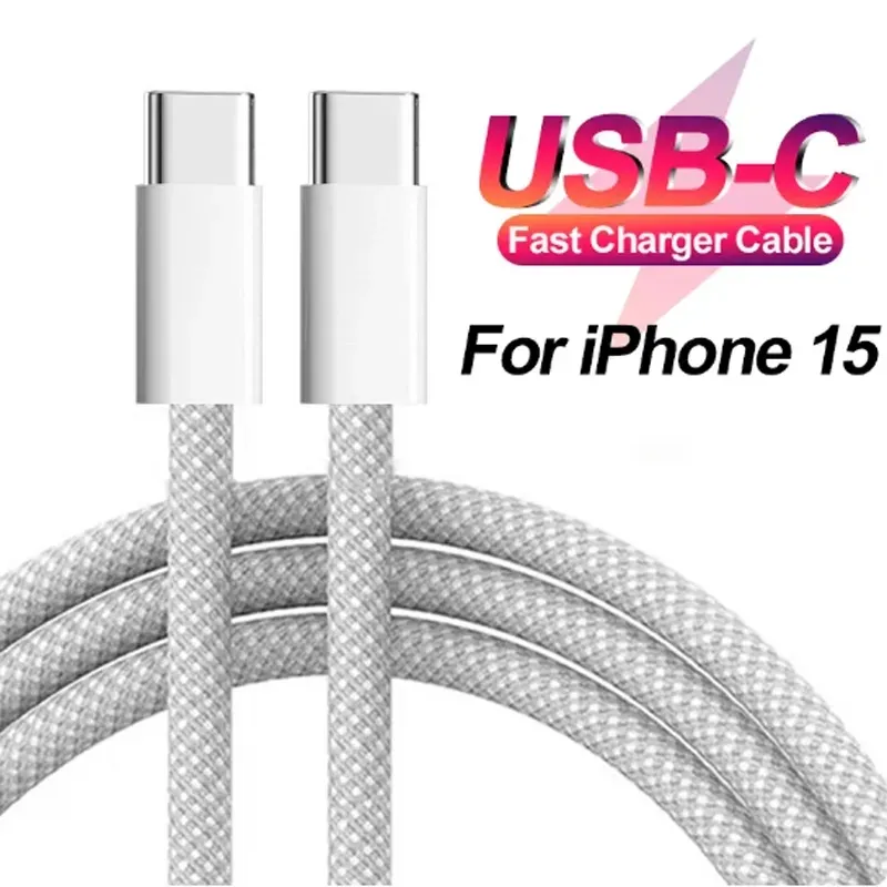 3A PD 60W USB Type C to USB C Cable Charge Quick Charge 480Mbps OD3.8 Cable Fast Charging Cable for iPhone 15 Macbook Pro Samsung S20 S22 S23