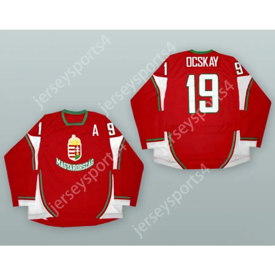 Custom GABOR OCSKAY 19 HUNGARY NATIONAL TEAM RED HOCKEY JERSEY NEW