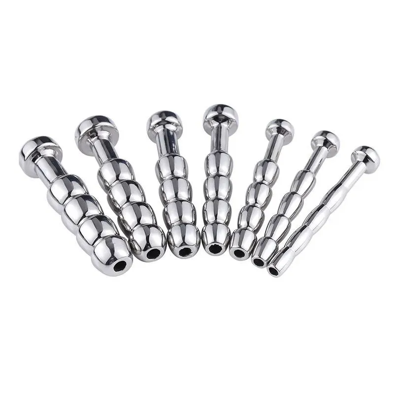 Male Chastity Device Stainless steel Penis Plug Urethral Tube Catheter Sounding Bead Stimulate Plug Urethra Stretching BDSM Sex To5040028