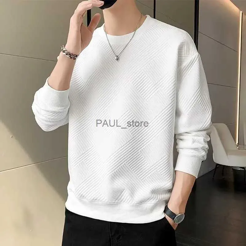 Herren Hoodies Sweatshirts Herbst Herren Sweatshirt Koreanische Casual 3D Streifen Langärmeliges Weißes T-shirt High Street Harajuku Mode Herrenbekleidung Heiße VerkäufeL231209