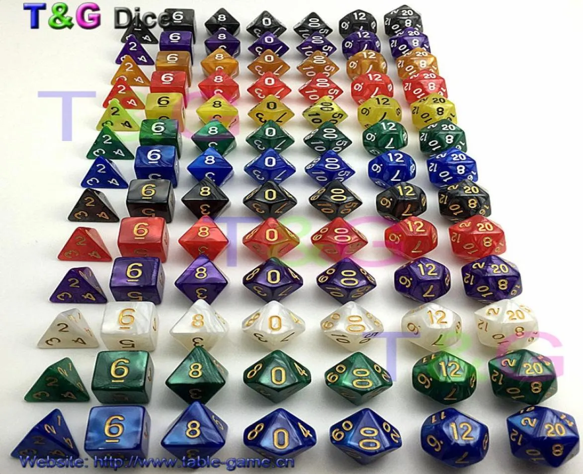 نرد من الزهر الكامل 7PCLOT مع جودة عالية من الزهر مع تأثير الرخام D4 D8 D8 D10 D12 D12 Dungeon و Dragons RPG DICE 7703346