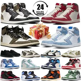 Casual Shoes with Box Jumpman 1s Basketball Shoes 1 Reverse Mocha Lost and Found Hyper Royal Unc Toe Bred Patent Olive University Blue Outdoor Sports Sneakers Trainer