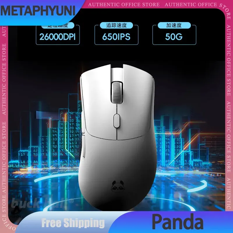Мышь Metaphyuni Metapanda Mouse 3 режима USB 2,4G Bluetooth Беспроводная мышь PAW3395 26000DPI Офисные игровые мыши для киберспорта для Windows Подарок 231208