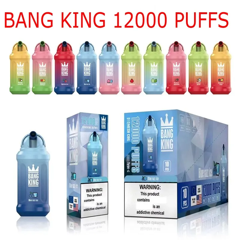 Bang King 12000 Puff 12K Disposable Vapes Pen E Cigarette Pods 0% 2% 3% 5% Vaporizer Recharge Mesh Coil Vape Pen