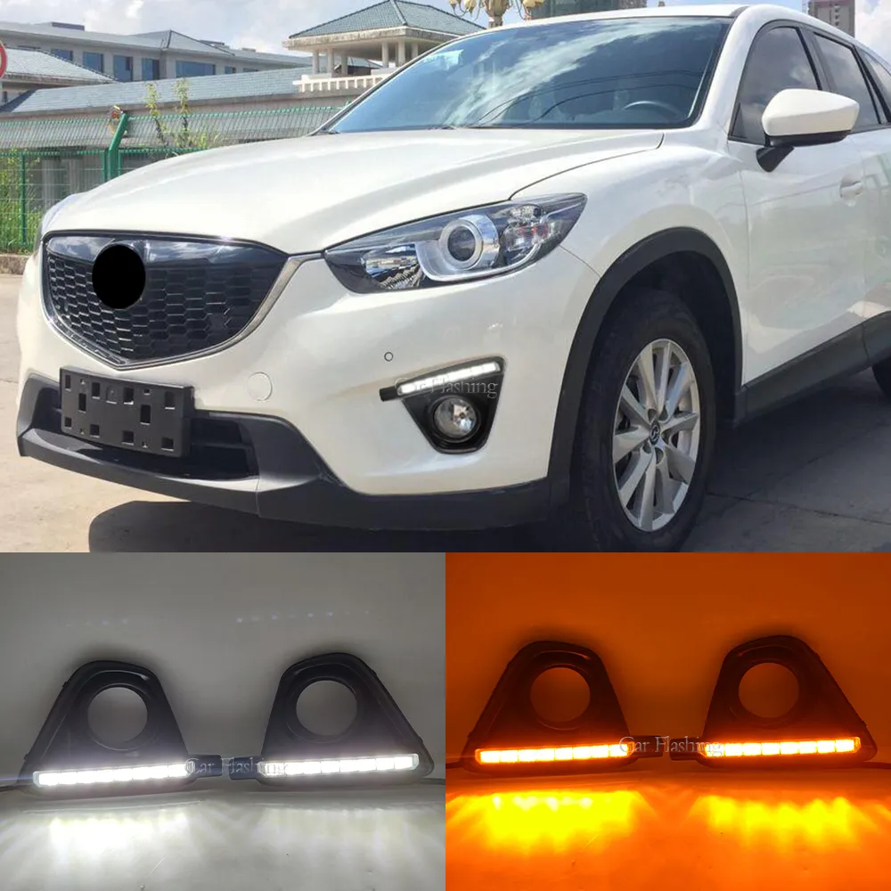 1 SET DRL för Mazda CX-5 CX5 CX 5 2012 2013 2014 2015 2016 DAGTIME RUNNING LIGHTS FOG LAMP COVER Huvudljuset 12V Dagsljus