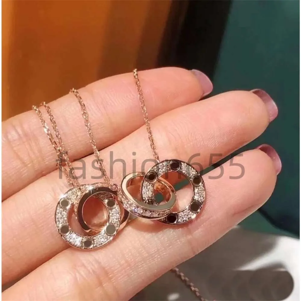 Pendant Necklaces Mens jewelry for couple gifts vintage charm necklace with double rings valentines day wedding party personalized necklaces for women have love