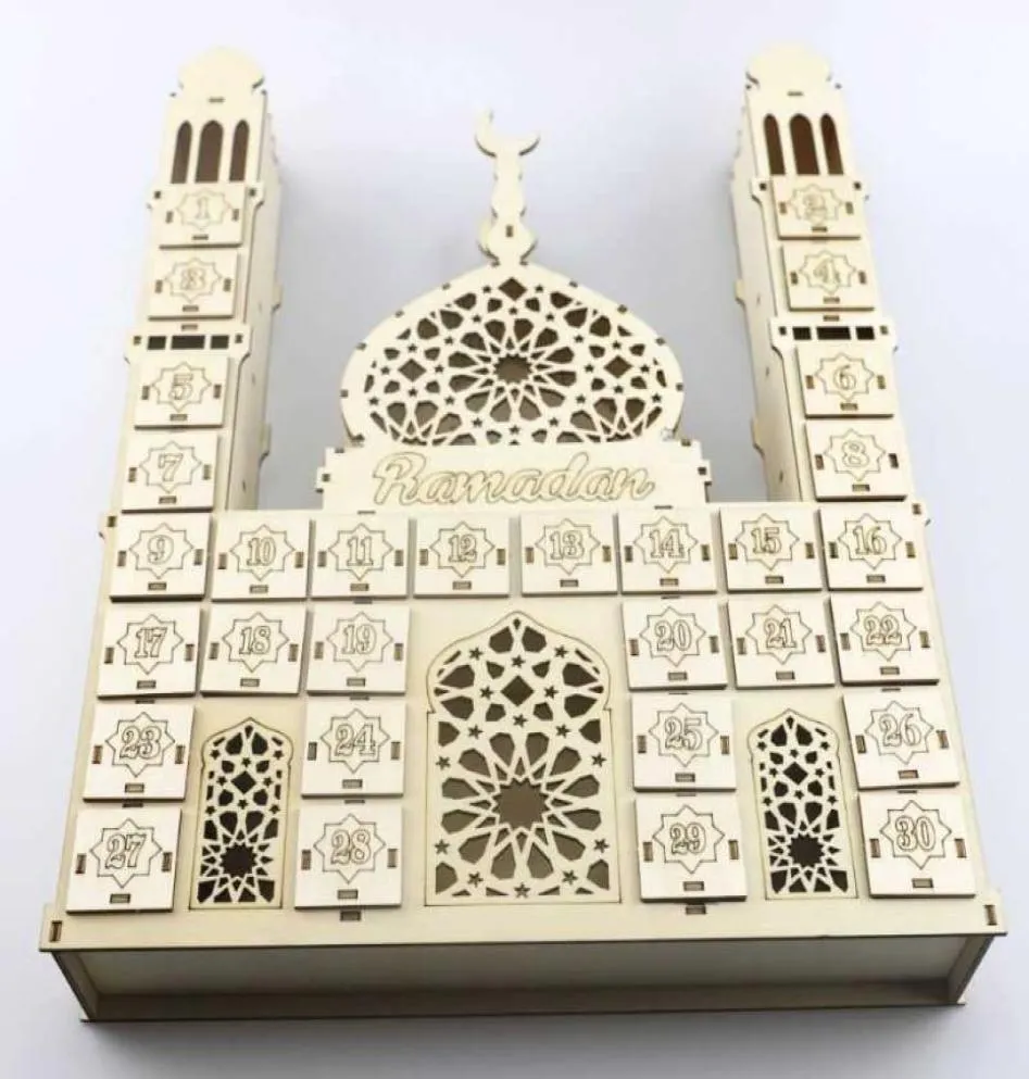 Eid Mubarak Countdown Calendar DIY Ramadan Ornament Wood Drawer Party Decor 2106105729749