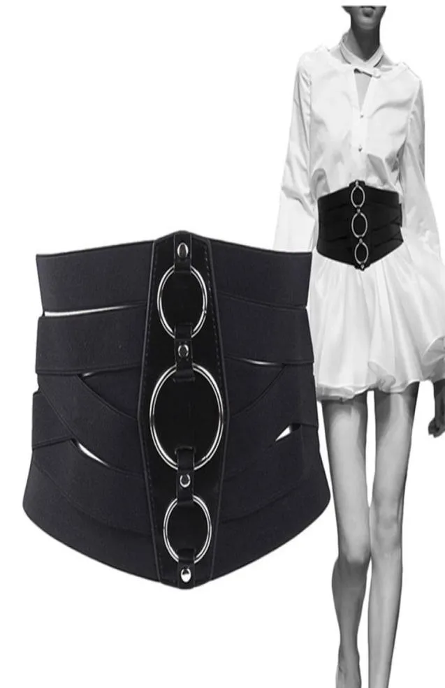 Nouveautés Sexy femmes Corset ceinture PU cuir cummerbunds fermeture éclair pansement élastique Cincher large ceinture cummerbund noir Wais7154618