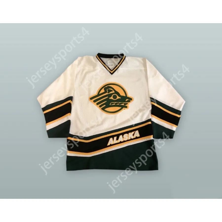 Aangepaste UNIVERSITEIT VAN ALASKA ANCHORAGE SEA WOLVES WITTE HOCKEY JERSEY NIEUWE Top gestikt S-M-L-XL-XXL-3XL-4XL-5XL-6XL