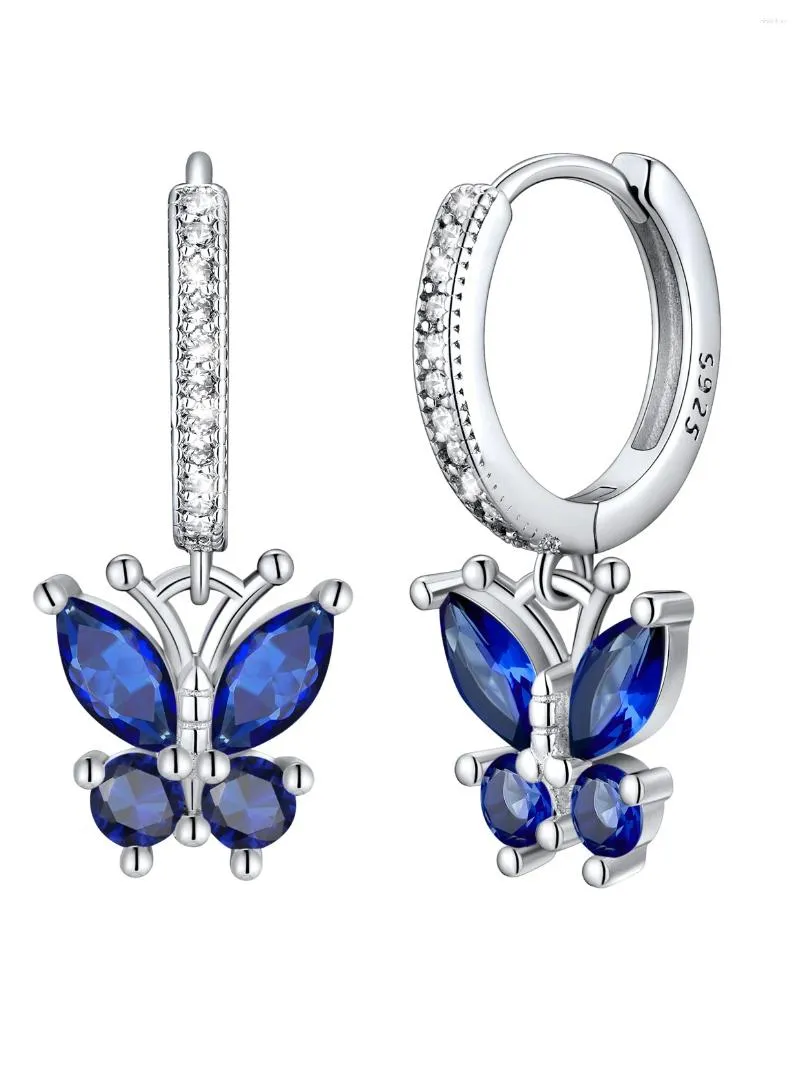 Ohrhänger U7 925 Sterling Silber Schmetterling Geburtssteine für Frauen Zirkonia Jahrestag Geburtstag Schmuck Geschenk Sie