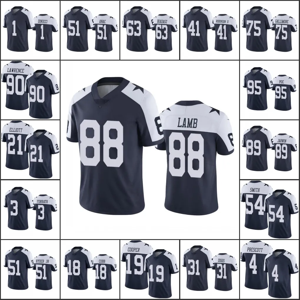 Dallas''Cowboys''men 54 Jaylon Smith 19 Amari Cooper 4 Dak Prescott 21 Ezekiel Elliott Custom Women Youth Football Jersey