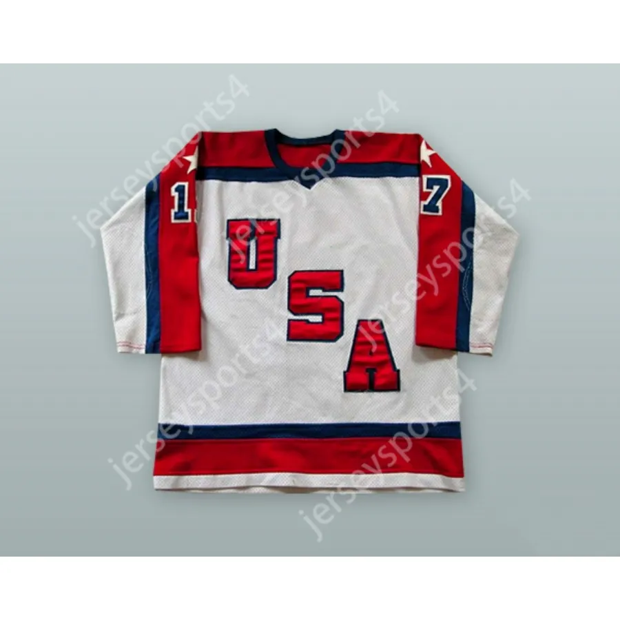Custom 1983-84 Scott Bjugstad 17 USA biały hokeja Jersey Nowy top zszyty S-L-xl-xxl-3xl-4xl-5xl-6xl