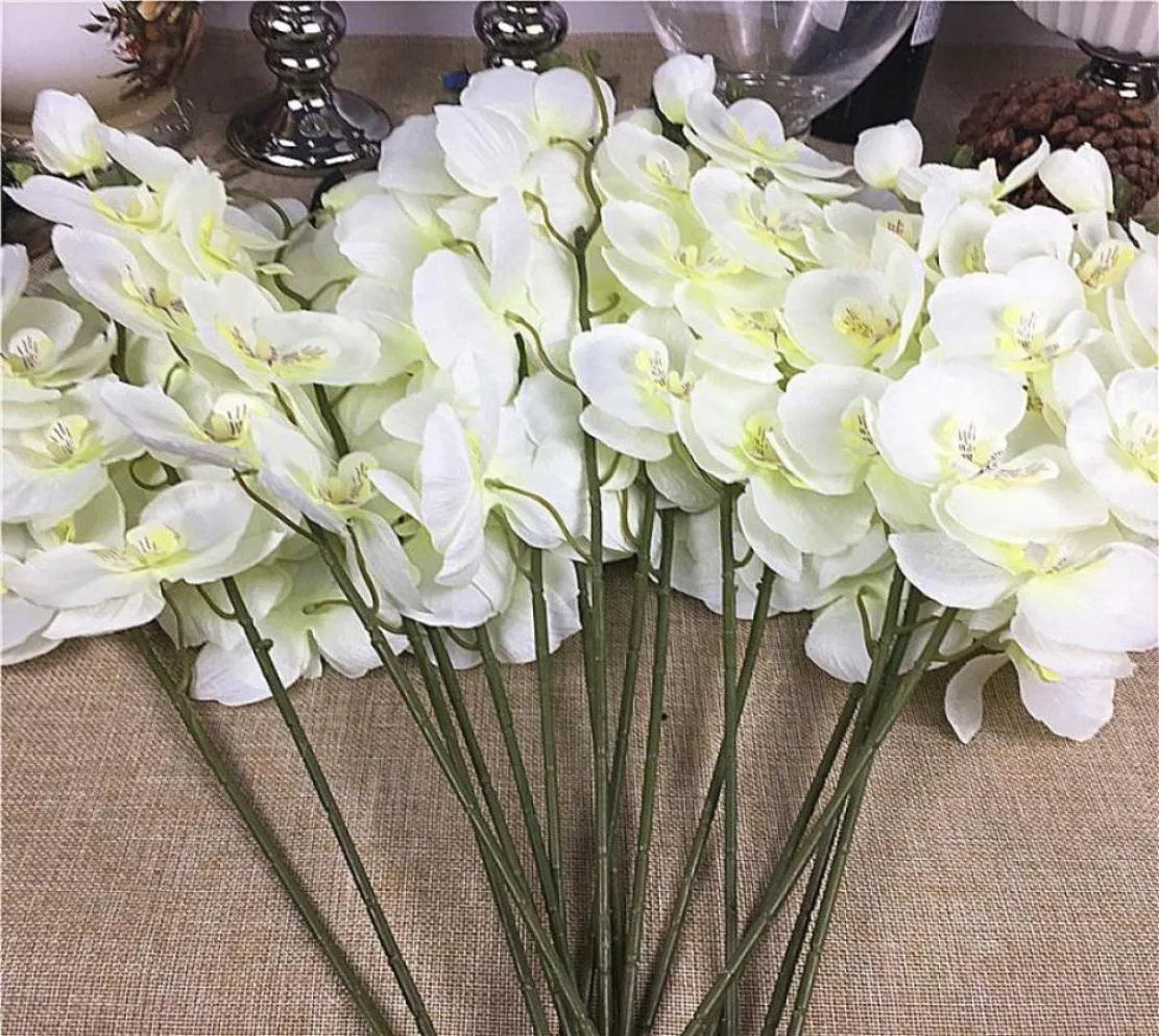 20 unidades de ramos de orquídea brancos inteiros flores artificiais para festa de casamento decoração orquídeas flores baratas 5003213